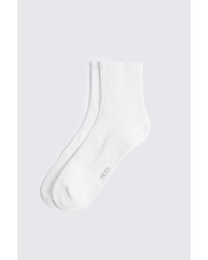 Moss Half Ankle Cotton-Blend Socks - White