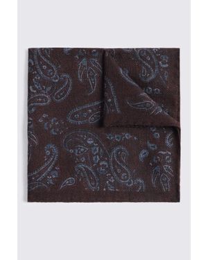 Tessitura bottinelli Italian Burgundy & Light Wool Paisley Pocket Square - Black