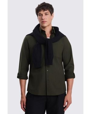 Moss Dark Washed Cotton Oxford Shirt - Black