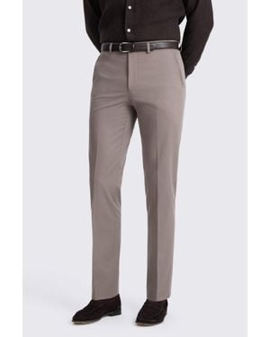 Moss Tailored Fit Taupe Cotton Trouser - Natural