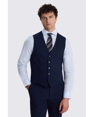Moss Slim Fit Stripe Waistcoat - Blue