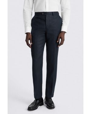 Moss Slim Fit Twill Linen Trousers - Blue