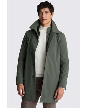 Moss Khaki Raincoat With Removable Insert - Green