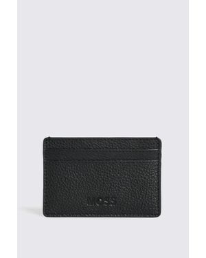 Moss Grained Leather Cardholder - Black