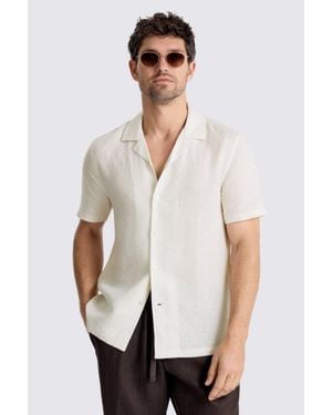 Moss Off- Linen Cuban Collar Shirt - White