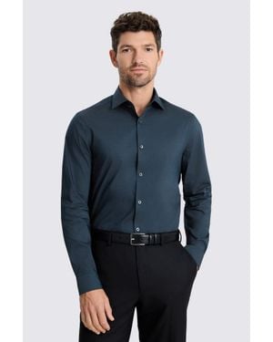 Moss Slim Fit Dark Stretch Shirt - Blue