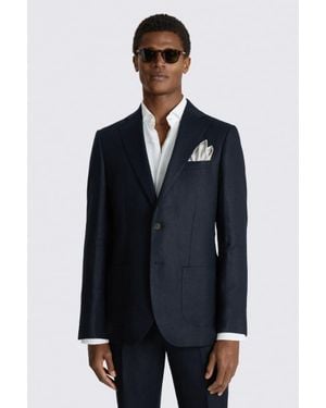 Moss Regular Fit Twill Linen Suit Jacket - Blue