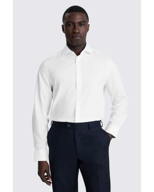 Moss Tailored Fit Pinpoint Oxford Contrast Cotton Shirt - White