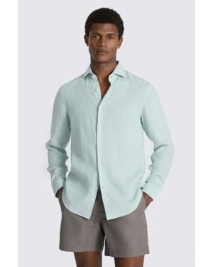 Moss Aqua Linen Shirt - Blue