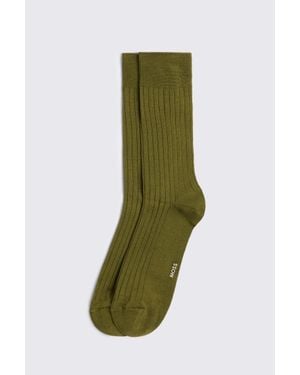 Moss Mercerised Ribbed Sock - Green