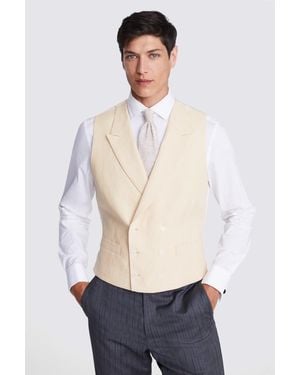 Moss Tailored Fit Linen Morning Waistcoat - Natural