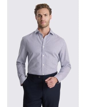 Moss Tailored Fit Stripe Non Iron Shirt - Blue