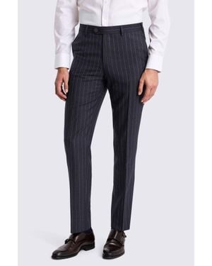 Barberis Italian Tailored Fit Stripe Trousers - Blue