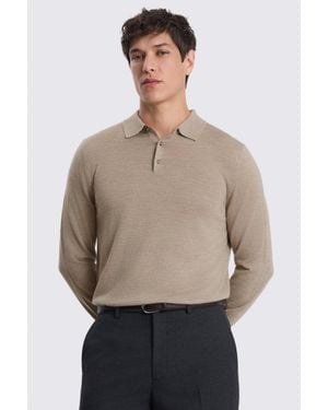 Moss Taupe Merino Long-Sleeve Polo Shirt - Grey
