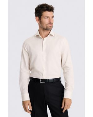 Moss Tailored Fit Neutral Melange Shirt - White