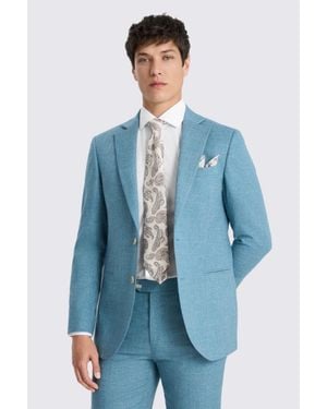 Moss Tailored Fit Slub Suit Jacket - Blue
