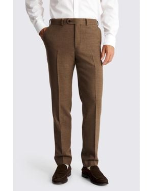 Moss Tailored Fit Twill Trousers - Brown