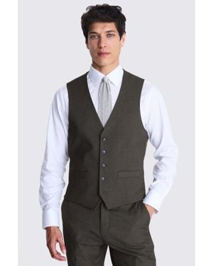 Moss Tailored Fit Charcoal Stretch Waistcoat - Blue