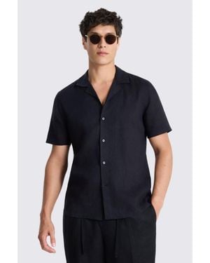 Moss Linen Cuban Collar Shirt - Blue