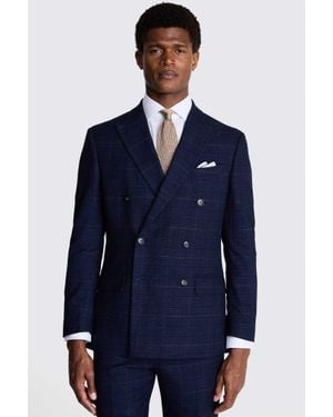 Moss Tailored Fit Check Suit Jacket - Blue