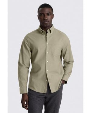 Moss Sage Washed Cotton Oxford Shirt - Green