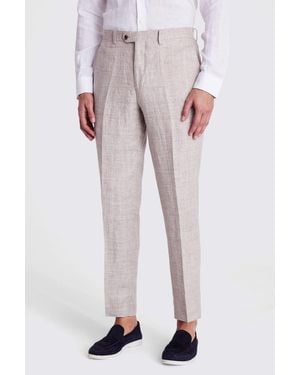 Moss Regular Fit Oatmeal Linen Trousers - Multicolour