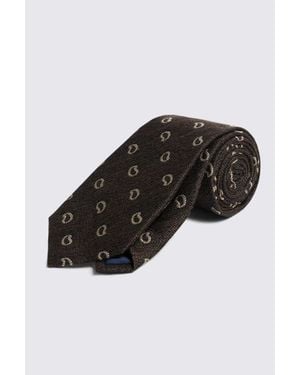 Moss Paisley Silk & Linen Tie - Black