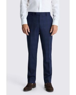Moss Slim Fit Check Trousers - Blue