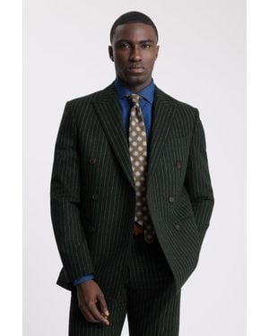Moss Tailored Fit Taupe Stripe Suit Jacket - Black