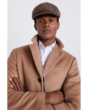 Moss Harris Tweed Herringbone Baker Boy Cap - Brown