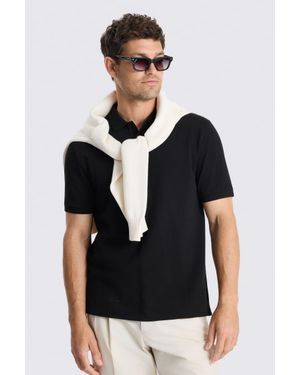 Moss Cotton Piqué Polo Shirt - Black
