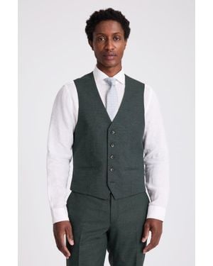 Moss Slim Fit Dark Puppy Tooth Waistcoat - Blue