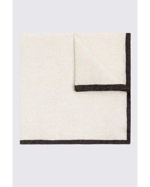Tessitura bottinelli Italian Cream Chocolate Border Wool Pocket Square - Natural