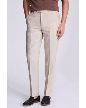 Moss Tailored Ecru Herringbone Trousers - Natural