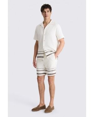 Moss Stripe Cotton Shorts - White