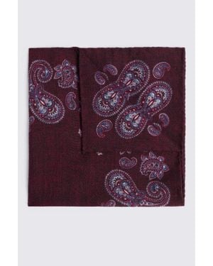 Tessitura bottinelli Bottinelli Burgundy Paisley Wool Pocket Square - Purple