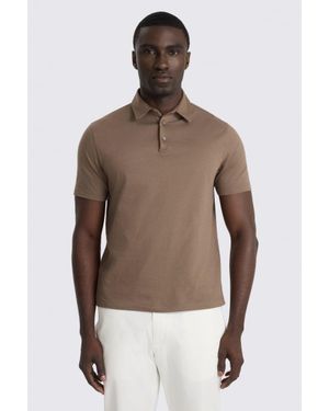 Moss Cotton Jersey Polo Shirt - Brown