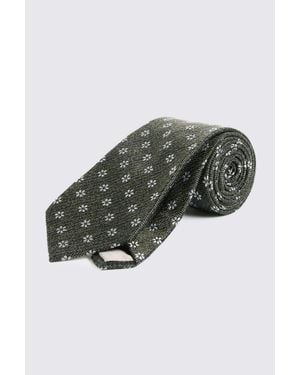 Moss Daisy Silk & Wool Tie - Green