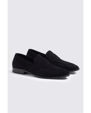 Moss Suede Relaxed Loafers - Black