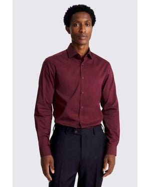 Moss Slim Fit Wine Stretch Shirt - Red