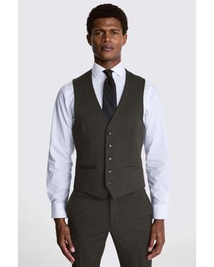 Moss Slim Fit Charcoal Stretch Waistcoat - Black