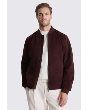 Moss Plum Suede Bomber Jacket - Brown