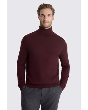 Moss Wine Merino-Blend Roll-Neck Jumper - Red