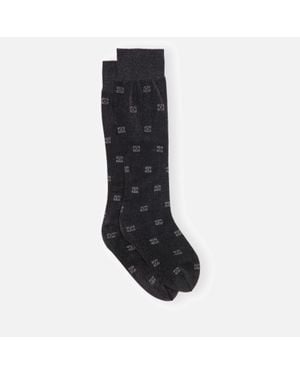 Ganni Butterfly Lace Glitter Mesh Socks - Black