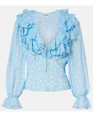 RIXO London Top Lasca Aus Seide - Blau