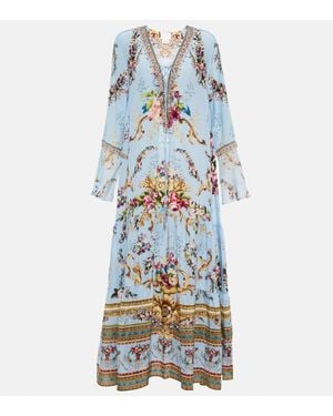 CAMILLA Embellished Silk Maxi Dress - Blue