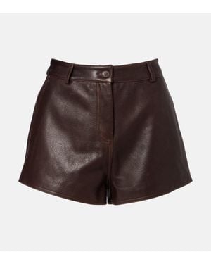 Nour Hammour Leontine Leather Shorts - Brown