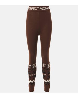 Perfect Moment Nordic Intarsia High-Rise Wool Leggings - Brown