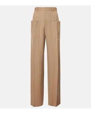 Victoria Beckham Pinstripe Virgin Wool Wide-Leg Pants - Natural