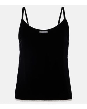 Prada Top Lencero Con Encaje - Negro